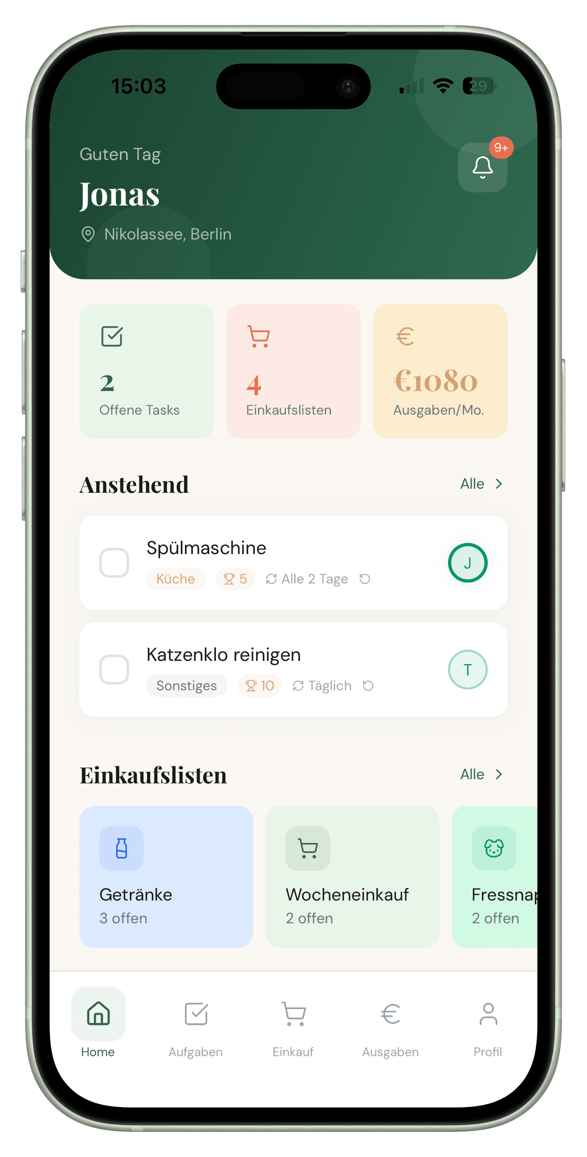 Your home, at a glance